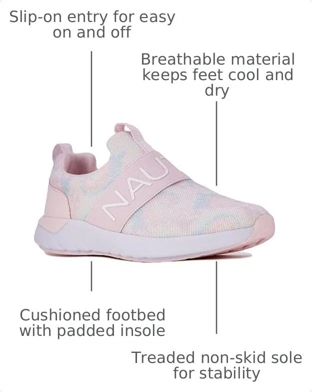 Детские кроссовки для девочек без шнуровки Nautica, Pastel Tie Dye — фото 3