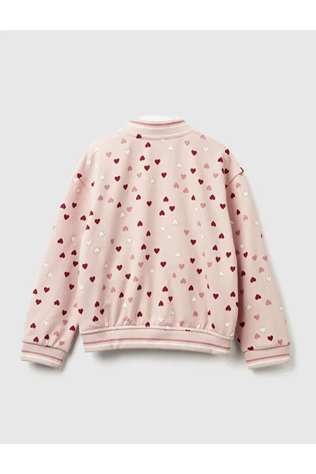 Детское пальто-бомбер для девочек хлопковое United Colors Of Benetton, Light Pink — фото 2