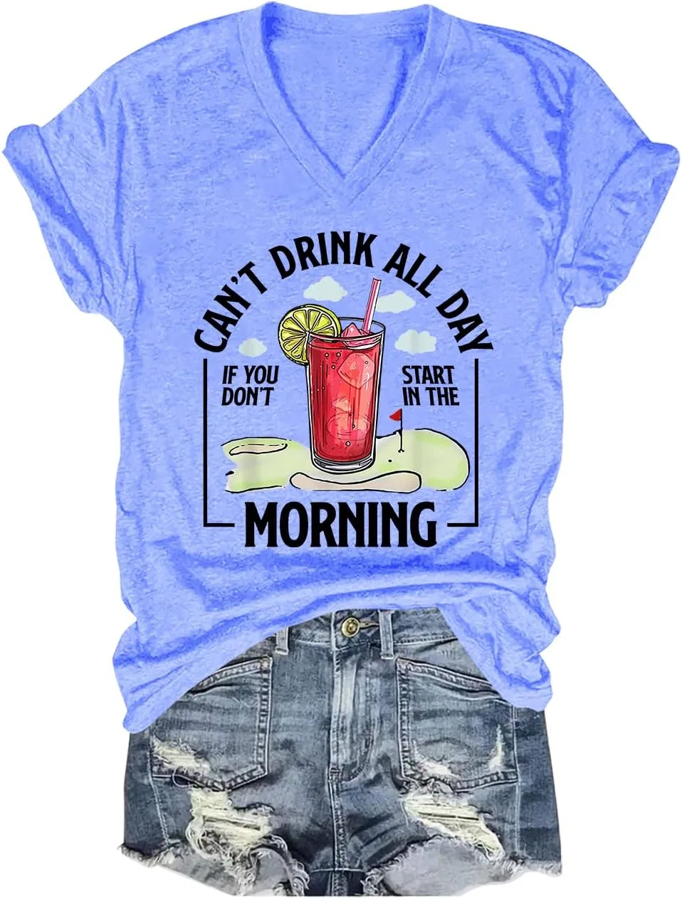Мужская футболка с принтом Cant Drink All Day If You Dont Start in The Morning, Carolina Blue
