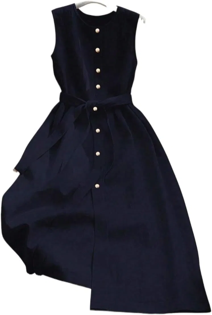 Женское A-силуэта платье на пуговицах Huhuidong, Navy Blue