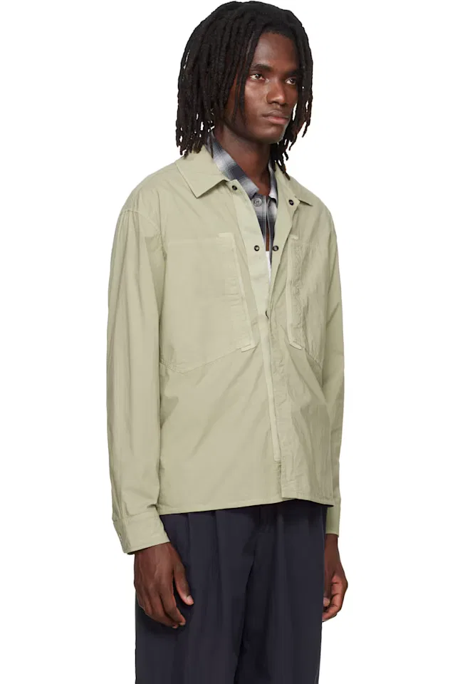 Зеленая куртка-рубашка Paracadute из эластичного хлопка Tela Stone Island — фото 2