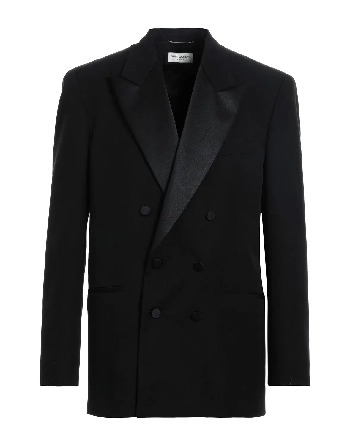Мужской пиджак из шерсти двубортный Saint Laurent, черный