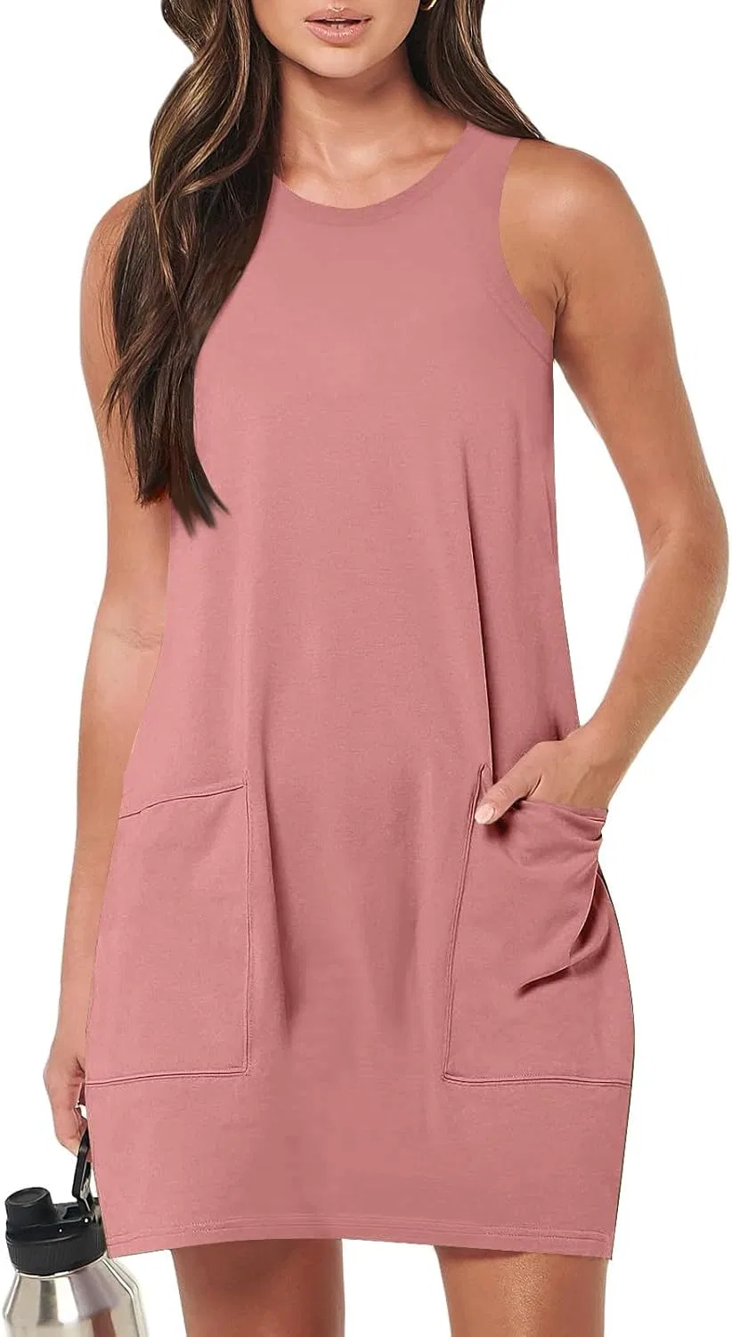 Женское мини-платье на бретелях Casual Summer, A008-pink