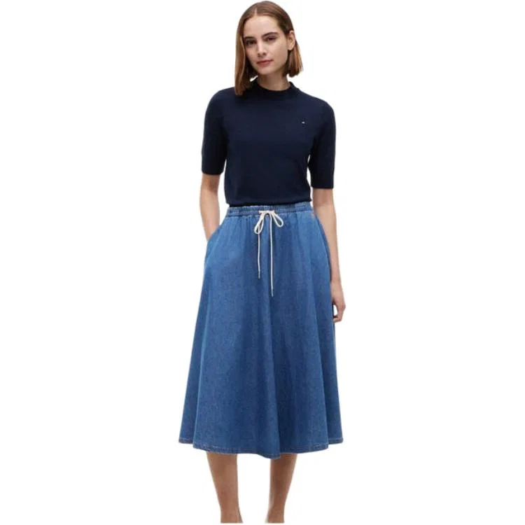 Женская длинная юбка джинсовая Tommy Hilfiger, Denim Blue 1A5 — фото 4