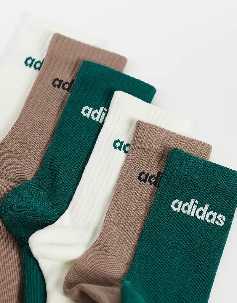 Носки высокие с линейным логотипом 6 шт Adidas Originals, кремовый/зеленый/коричневый — фото 2