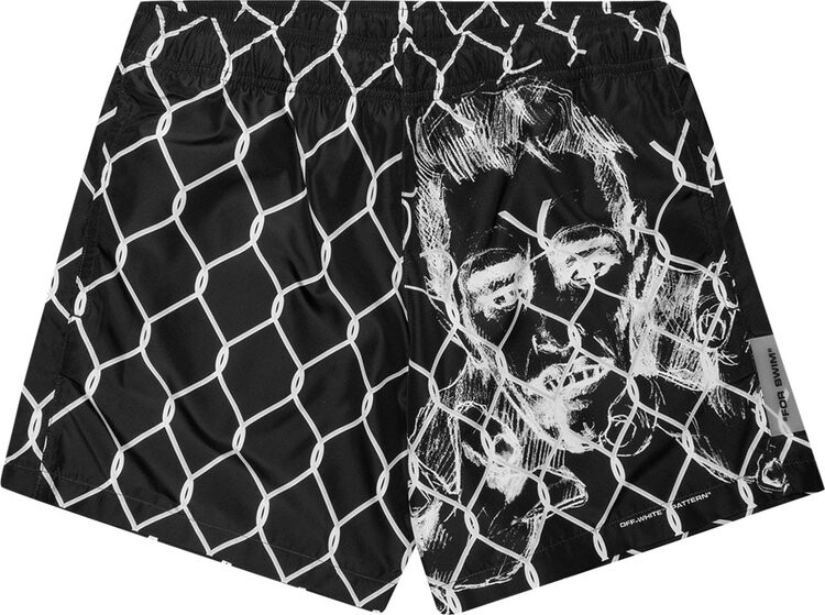 

Шорты Off-White Broken Fence Swim Shorts 'Black/White', черный