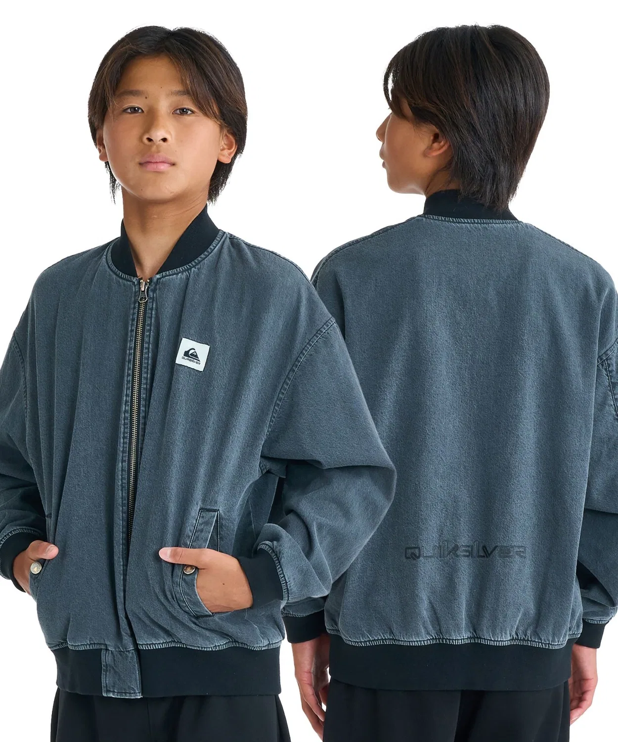 Детская куртка-блузон с джинсовой отделкой, свободного кроя Quiksilver, Grey