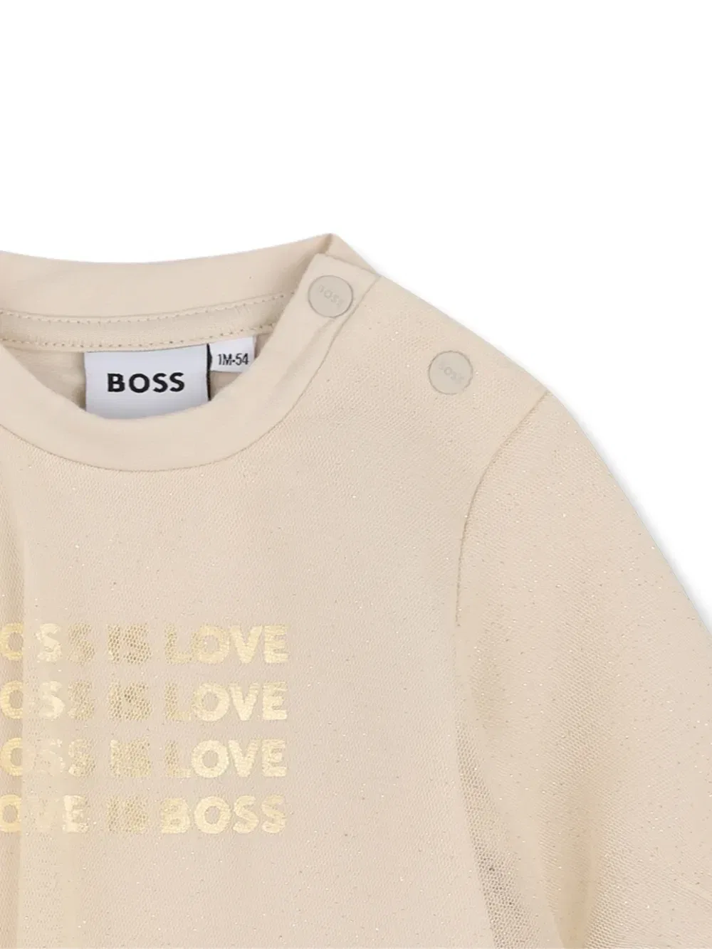 Платье с тюлем и блестками Boss Kidswear, бежевый — фото 4