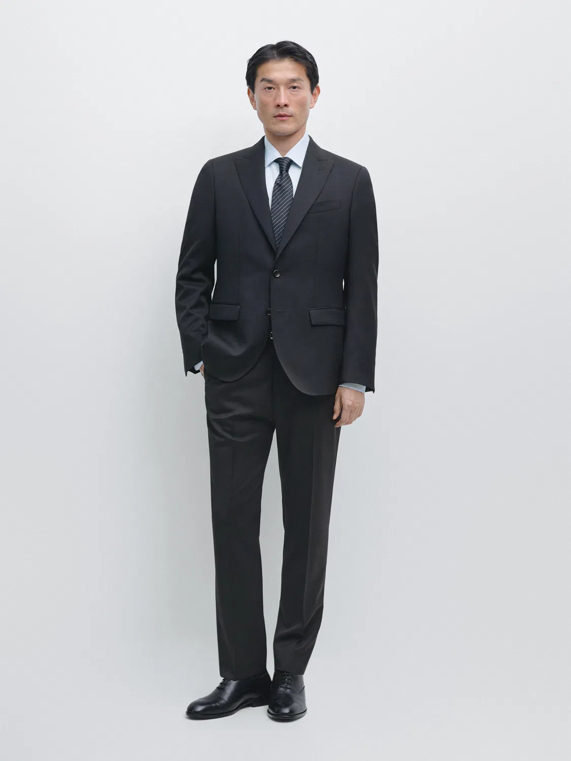 Холодные шерстяные костюмные брюки Massimo Dutti, темно-синий