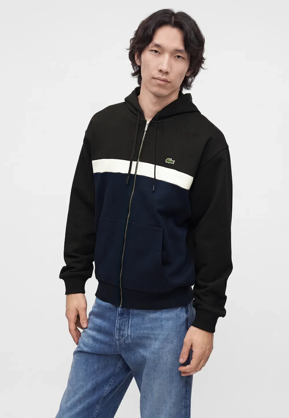Толстовка на молнии Lacoste, Black/Navy Blue — фото 4