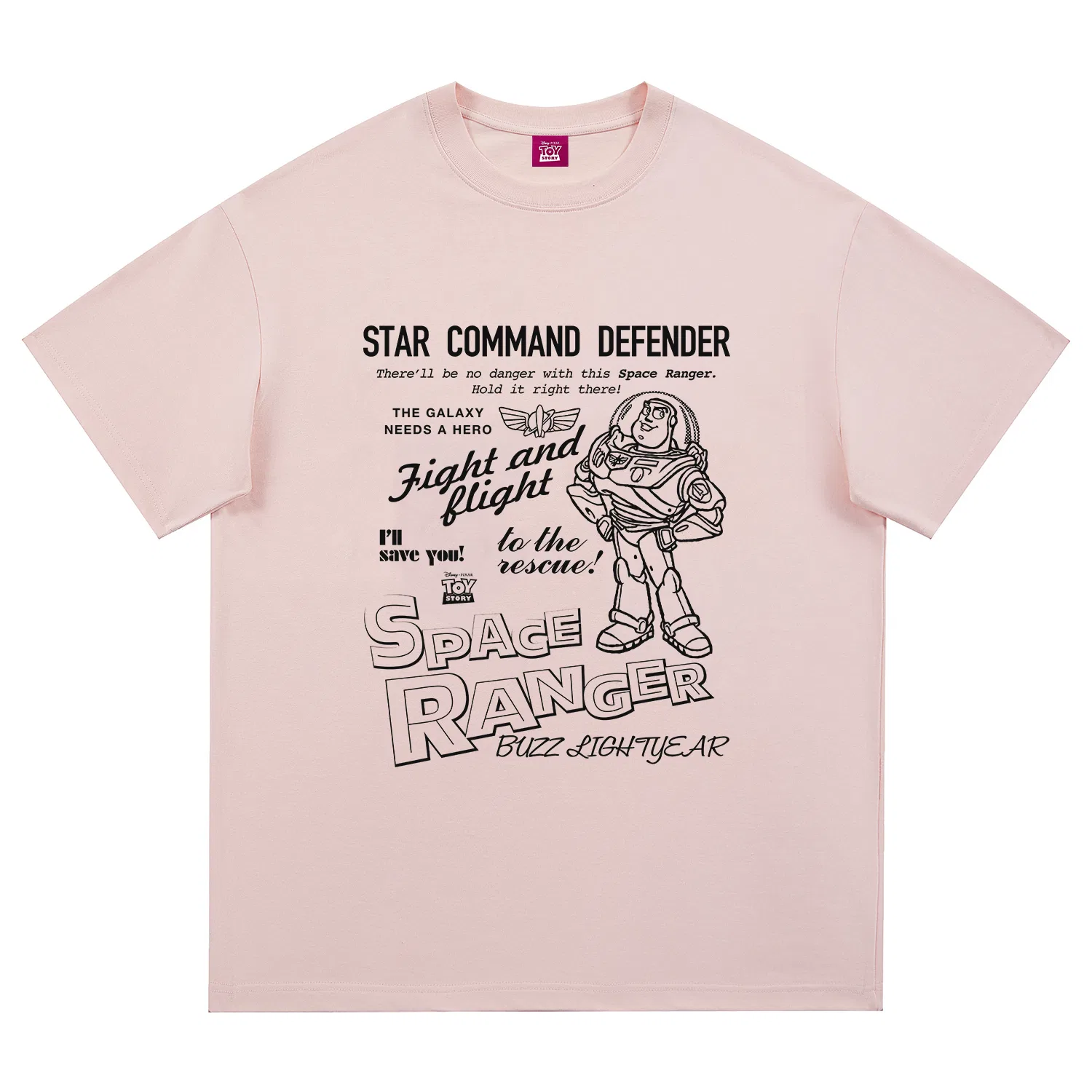 Детская футболка хлопковая Disney Unisex Crew Neck Thin Straight Fit, Pink
