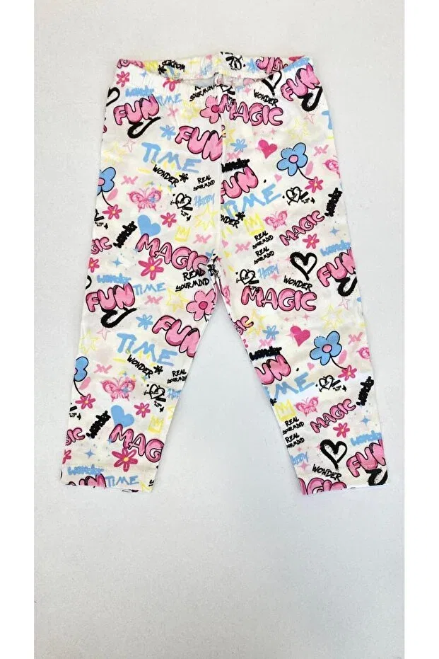 Детские леггинсы для девочек с принтом Fuar Baby, Text Patterned — фото 2