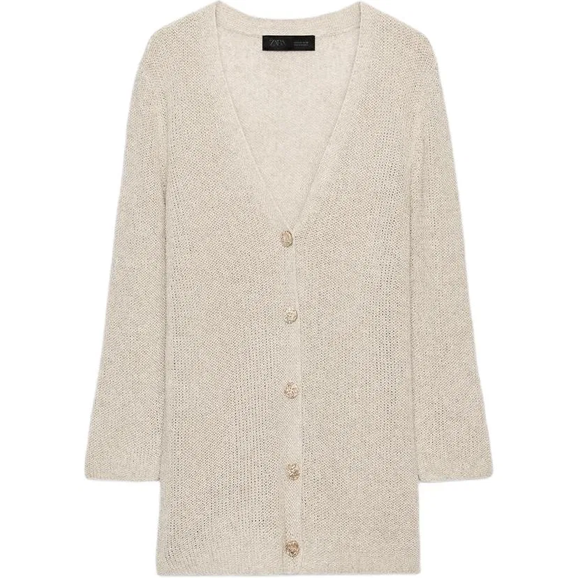 Женский свитер с V-образным вырезом Light Beige, ZARA