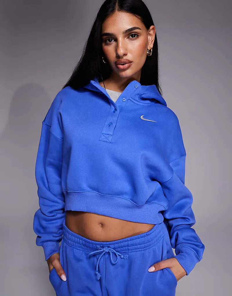 Укороченная толстовка оверсайз Nike Phoenix Fleece, синий