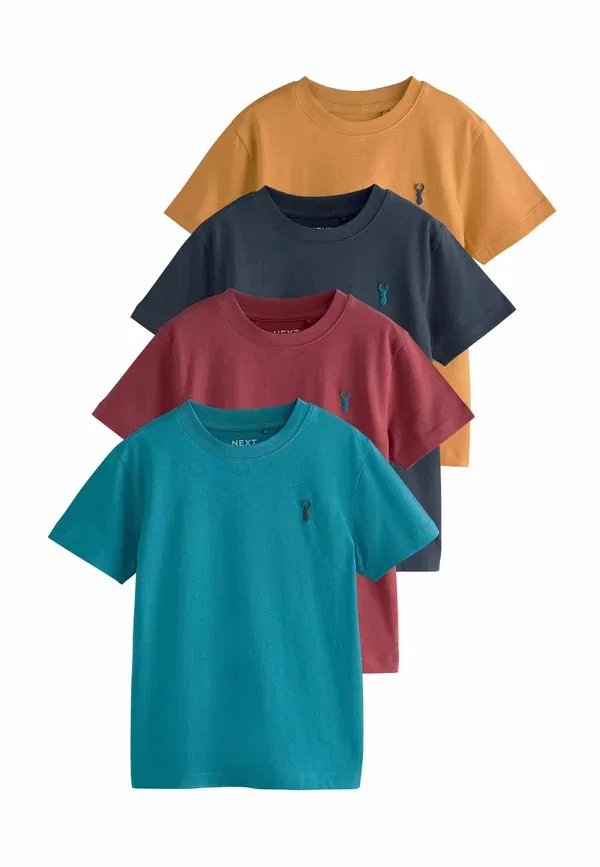 Футболка с вышивкой 4 pack stag embroidered short sleeve Next Berry, Navy, Teal, Ochre, темно-синий/бирюзовый