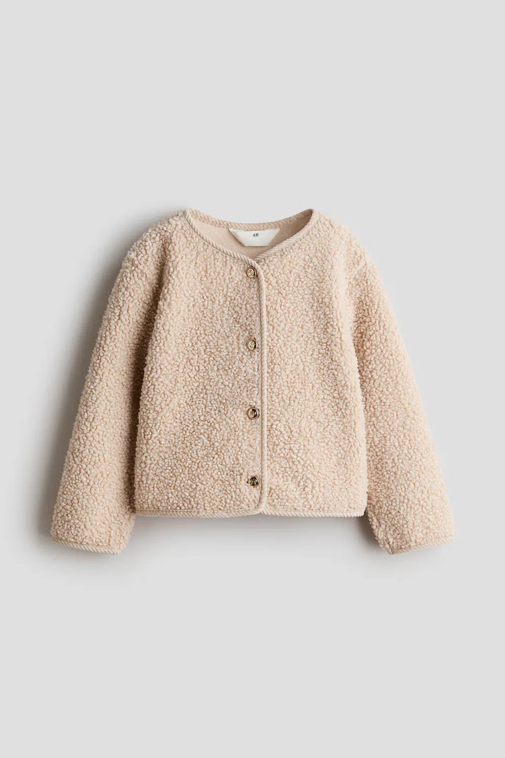 Кардиган из плюшевого флиса с вельветовыми деталями H&M, Beige