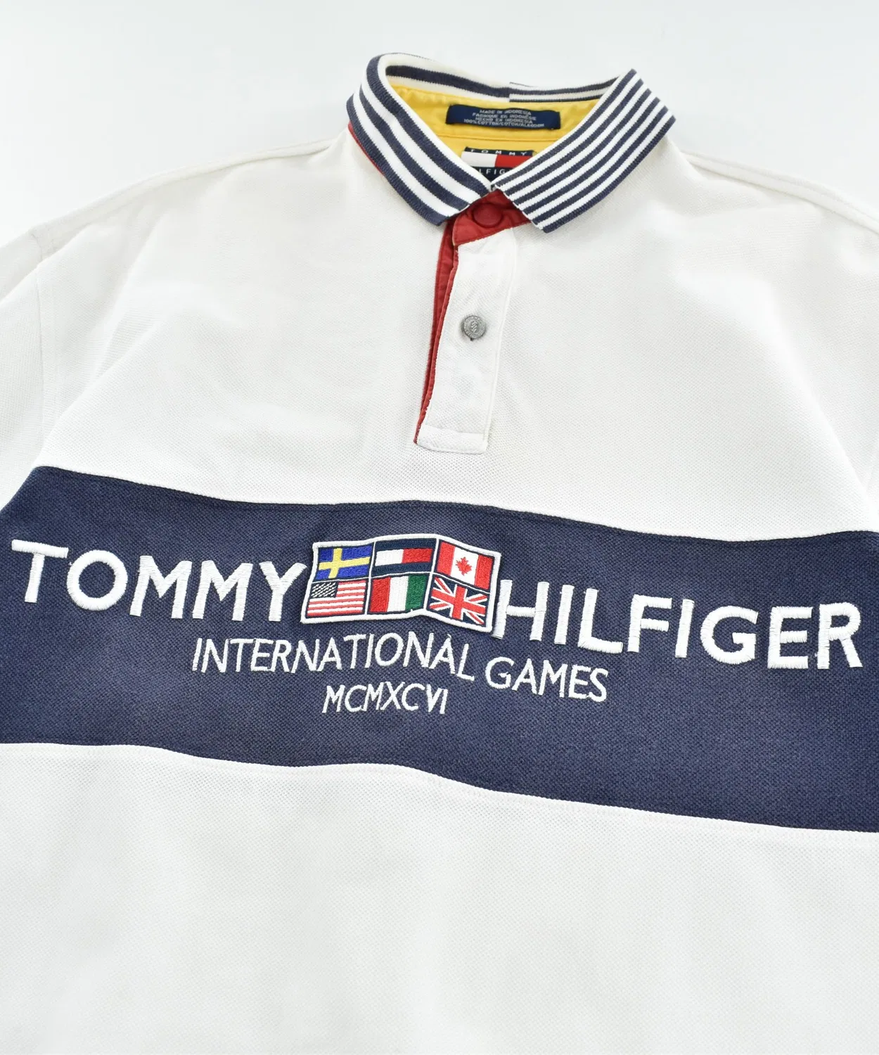 Мужская футболка-поло с длинным рукавом модель INTERNATIONAL GAMES MCMXCVI TOMMY HILFIGER, Белый — фото 2