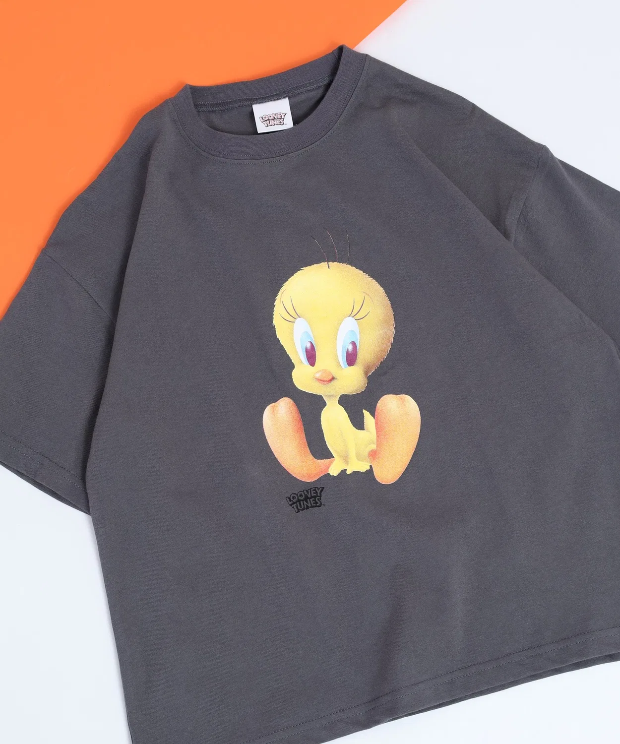 Детская футболка оверсайз с принтом Looney Tunes FUNALIVE, Charcoal