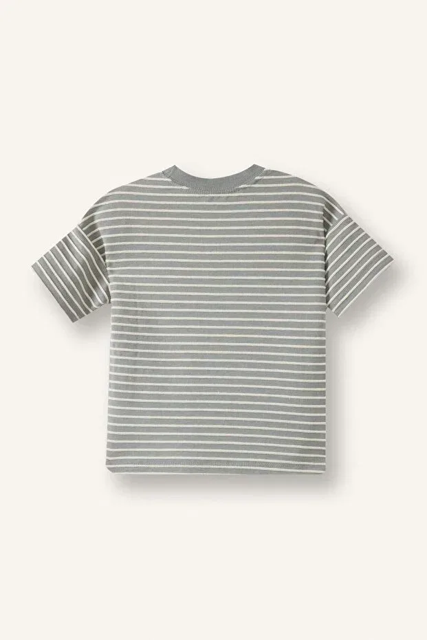 Детская футболка для мальчиков хлопковая Regular fit short sleeve t-shirt baby boy h4802a526sm Defacto, Green Gn1217 — фото 3