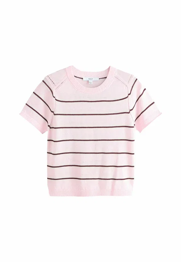 Футболка с полосками Print t-shirt, Next, Light Pink Stripe, светло-розовый