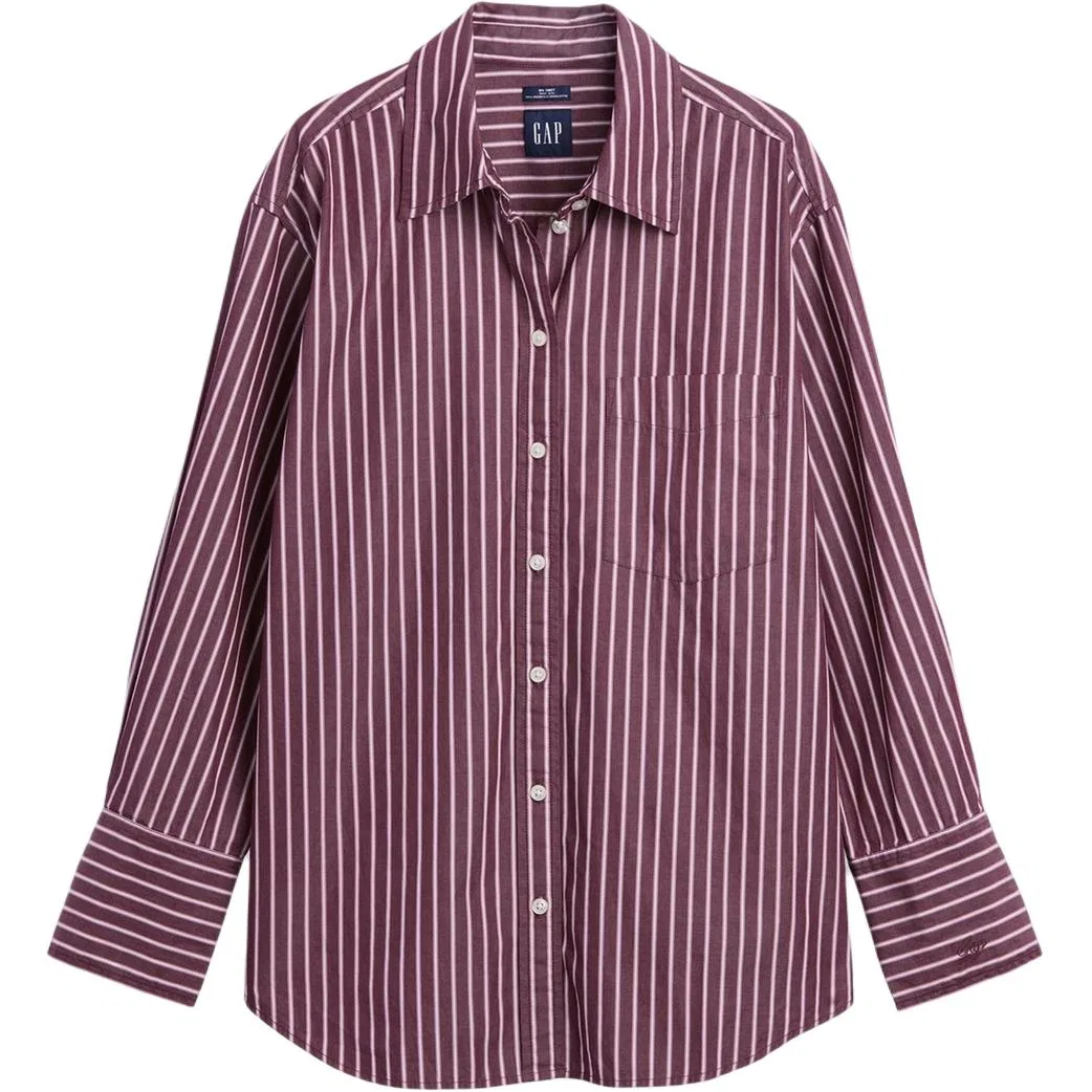 Женская рубашка с отложным воротником Burgundy Stripes GAP