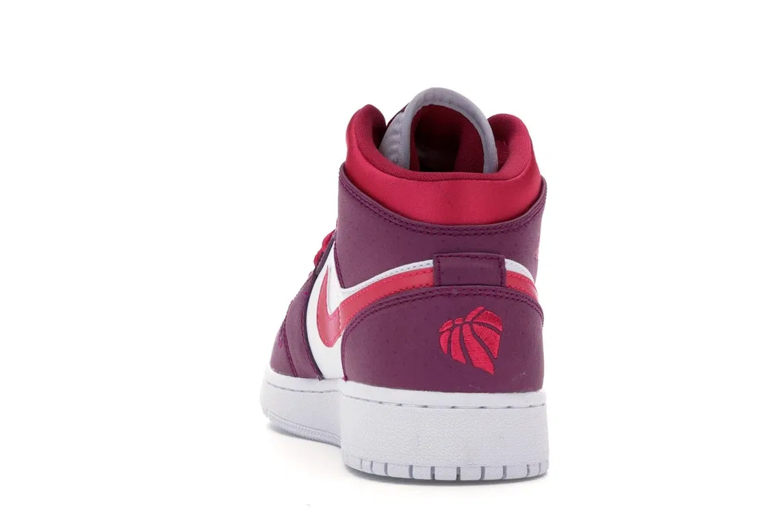 Детские кроссовки с цветным дизайном Jordan 1 Mid, True Berry/Rush Pink-White — фото 4