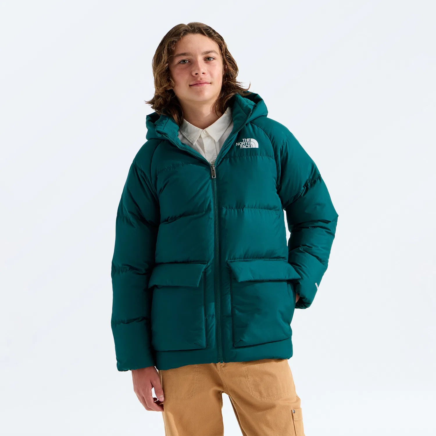 Парка детская утепленная с капюшоном North Down Fleece-Lined The North Face, Pacific Teal