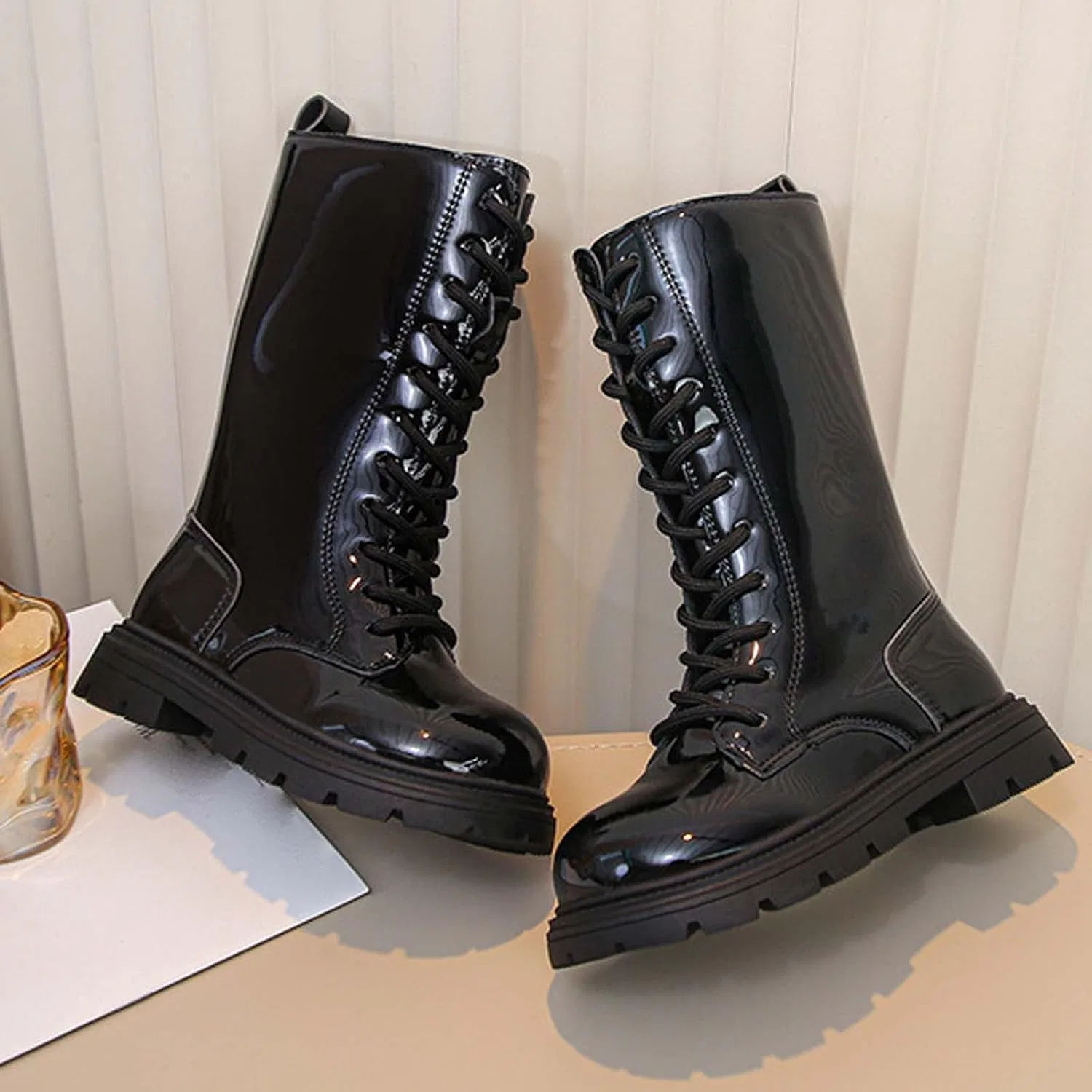 Детские ботинки для девочек на шнуровке с люверсами, модель Riding Boots, Zzalalana, Black — фото 3