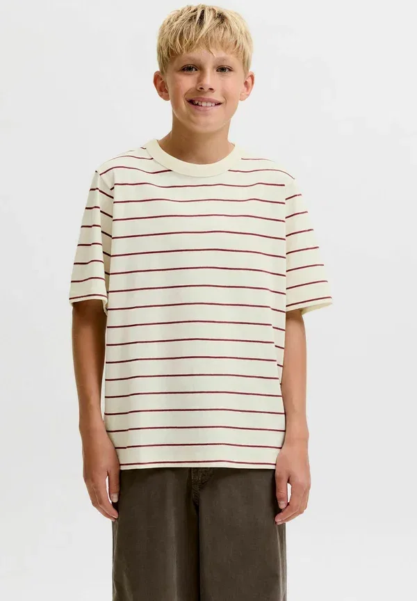 Футболка в полоску, детская футболка с принтом Jack & Jones Junior, белый — фото 2