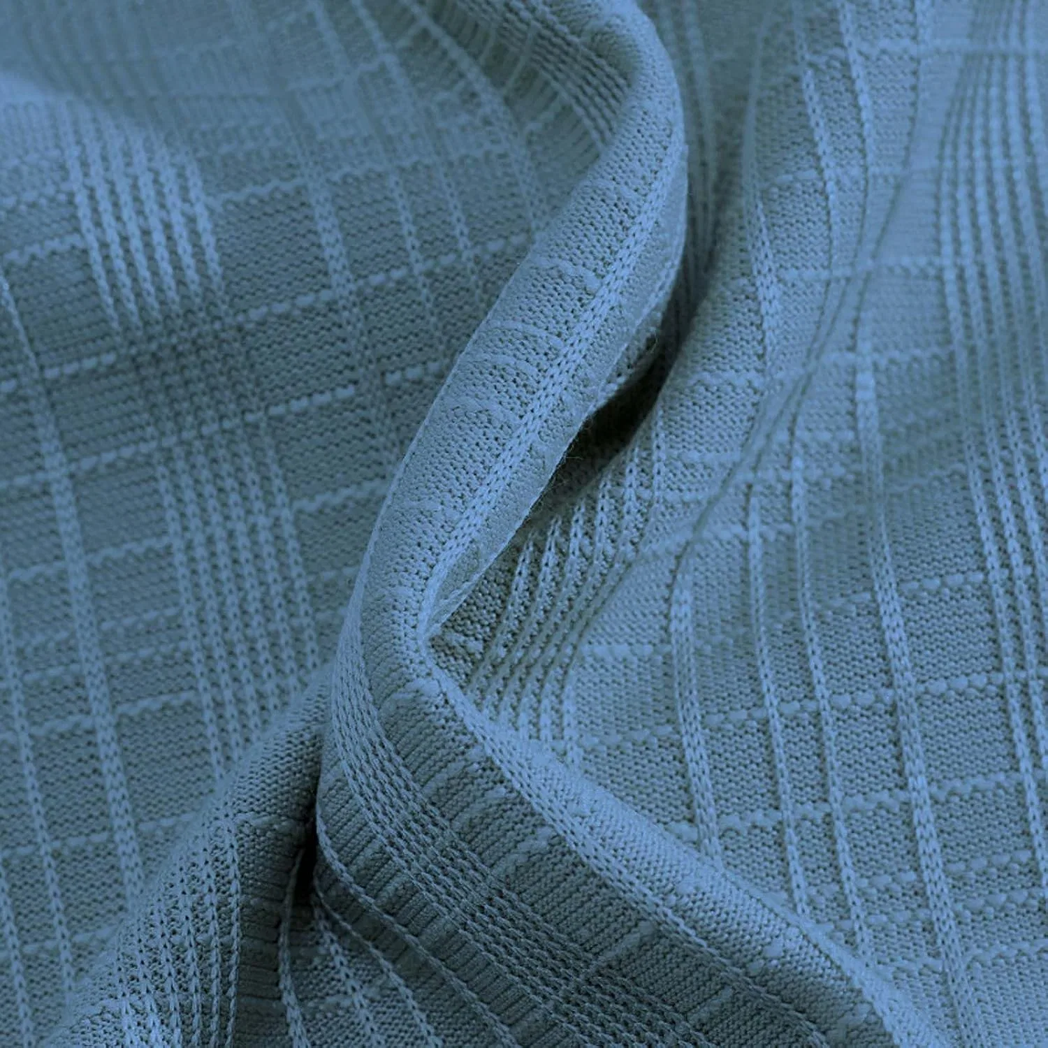 Мужская облегающая футболка с воротником и четверть-застежкой Ribbed Knit, Light Blue — фото 3