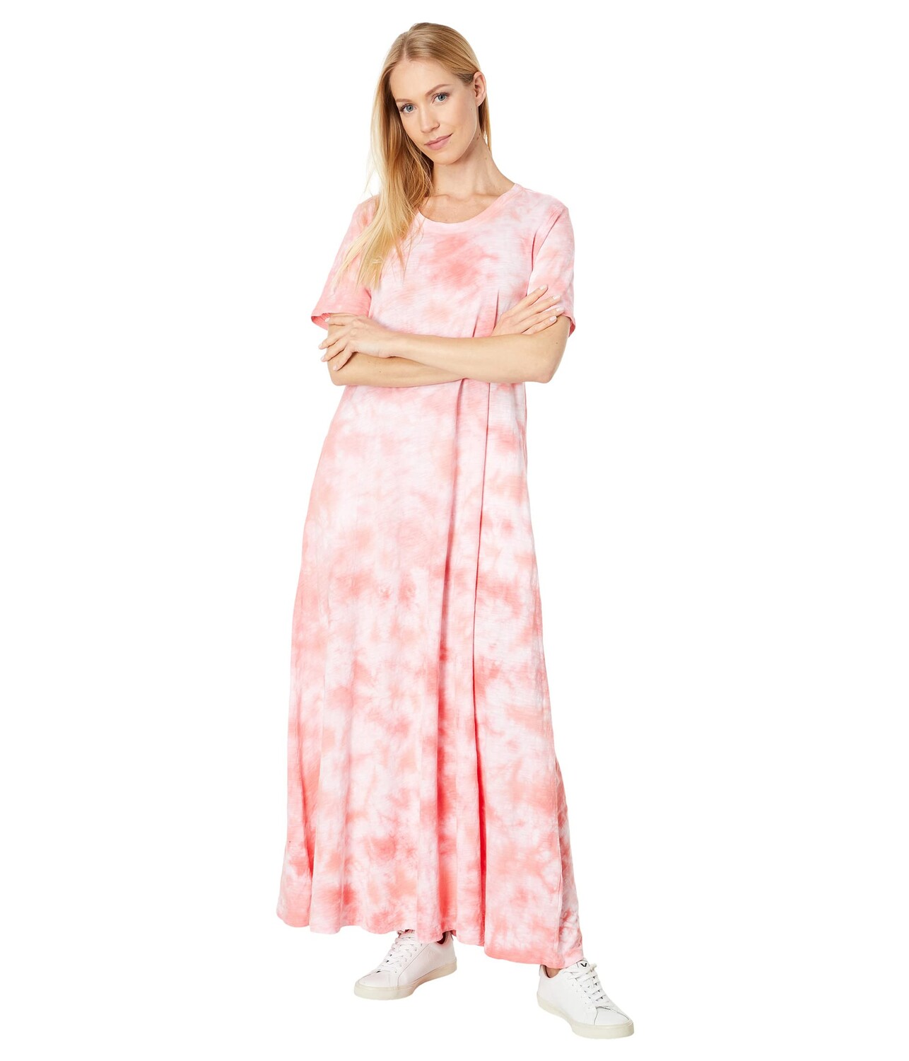 

Платье Mod-o-doc, Tie-Dye Slub Jersey 1/2 Sleeve Maxi Crew Dress