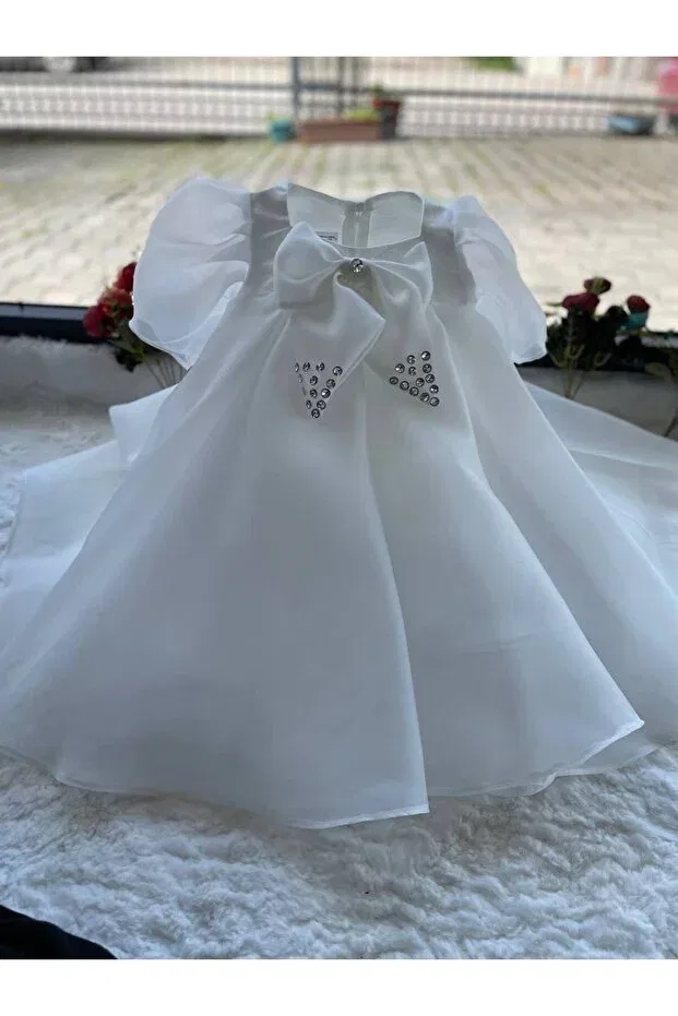 Детское платье для девочек с пайетками Sare Çocuk Giyim, White