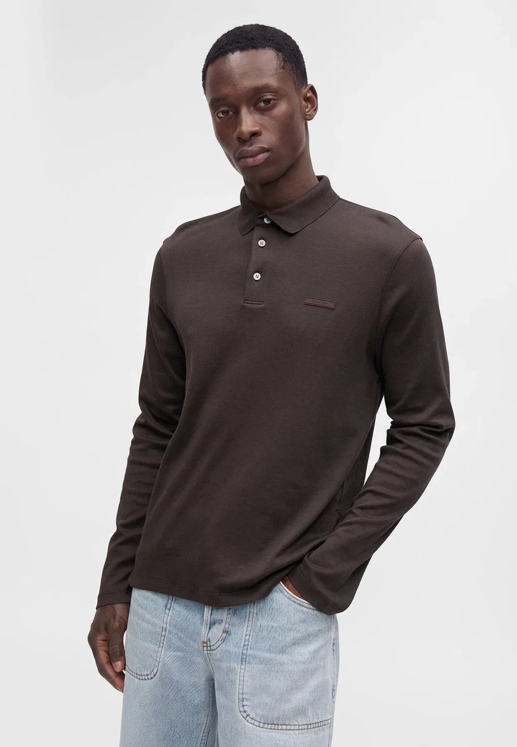 Облегающая футболка с логотипом Supima и длинными рукавами Calvin Klein, Black Coffee — фото 4