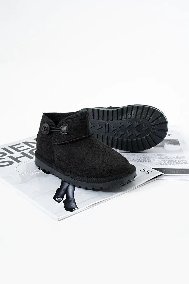 Детские ботинки для девочек на шнуровке Siena Shoes, Black Suede — фото 3