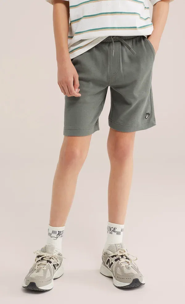 Брюки хлопковые Tracksuit bottoms We Fashion, Greyish Green, зеленый — фото 2