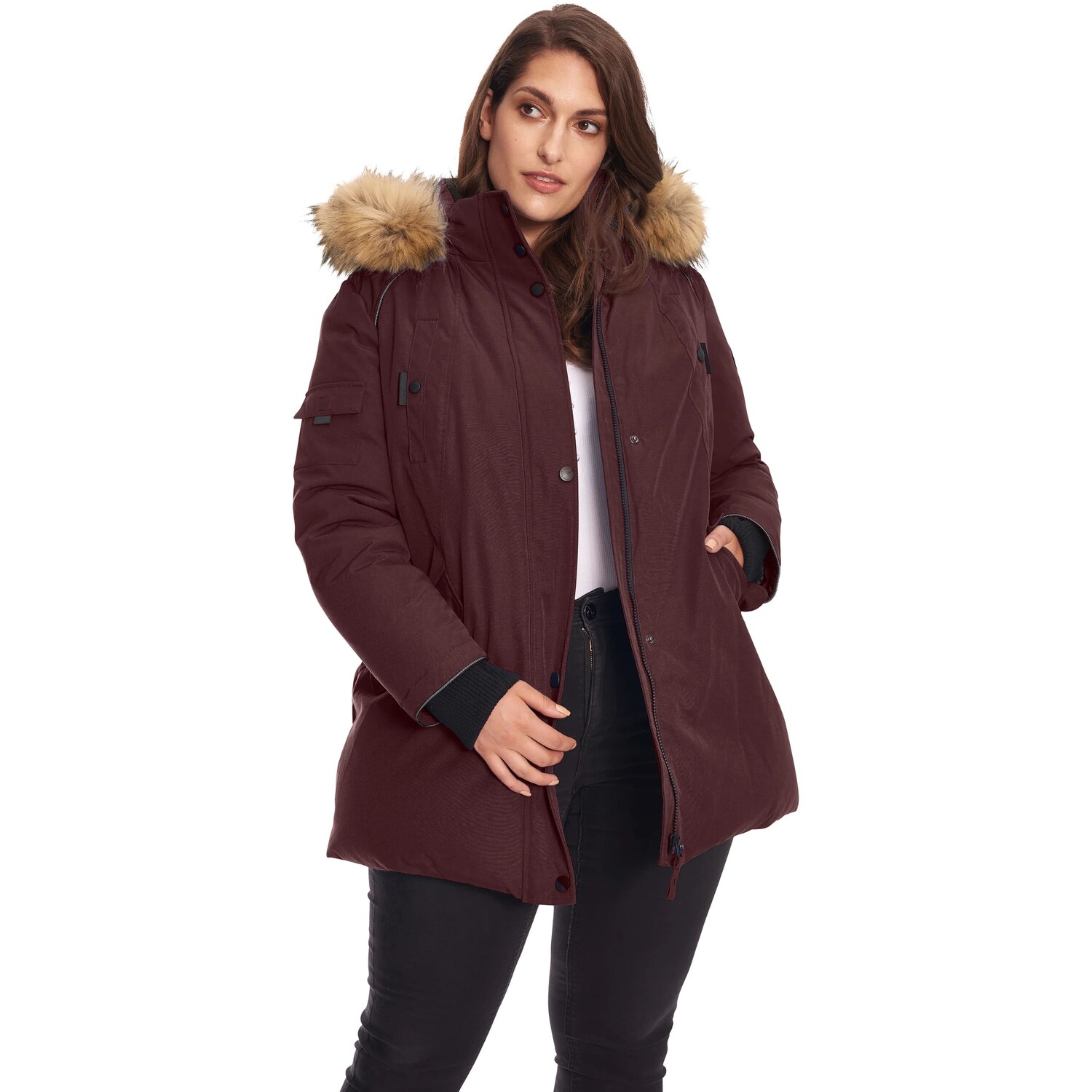 

Парка Alpine North Vegan Down Faux Fur Plus Size, бордовый