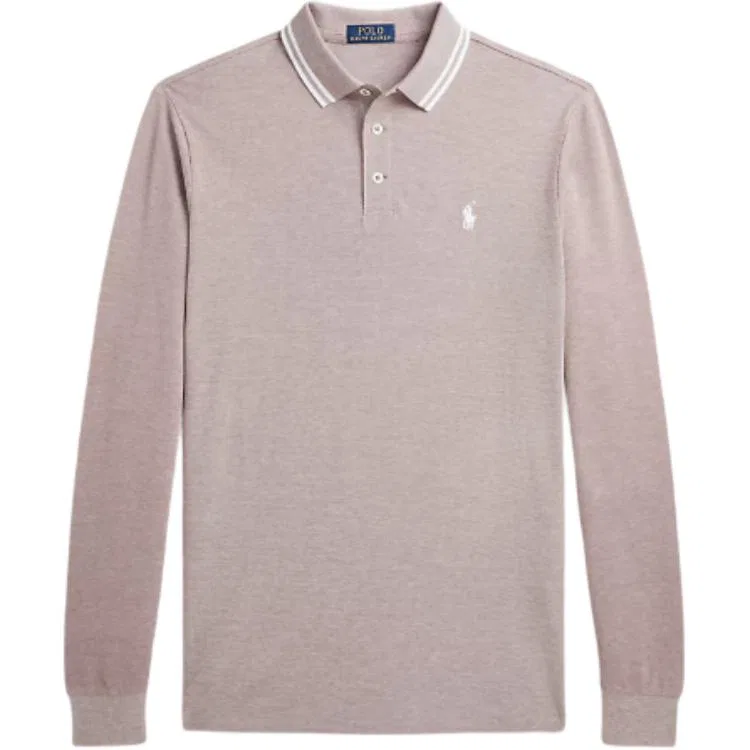 Мужское поло с длинным рукавом Slim Fit Light Umber Polo Ralph Lauren