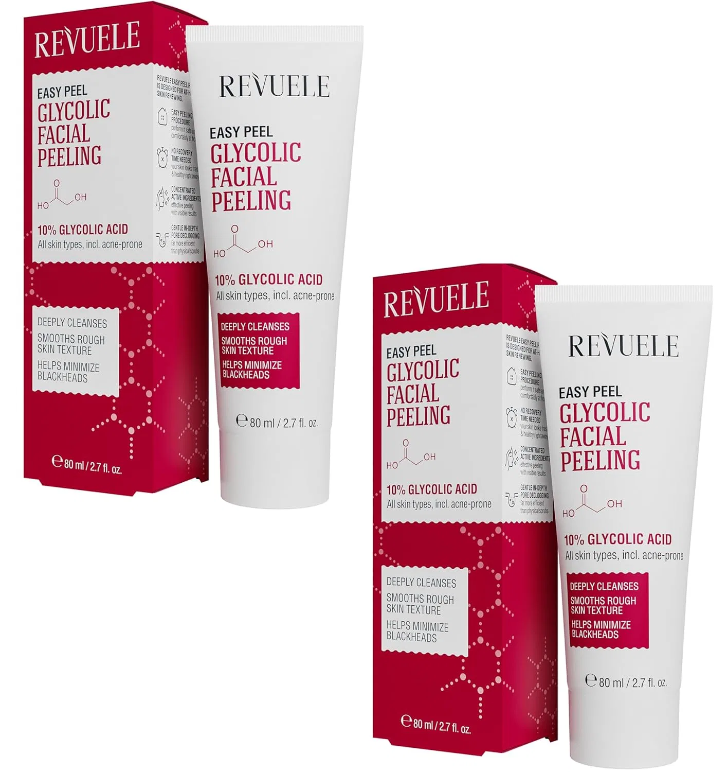 Скраб для лица Easy Peel Glycolic Face Scrub, Revuele, набор 2 шт, 80 мл