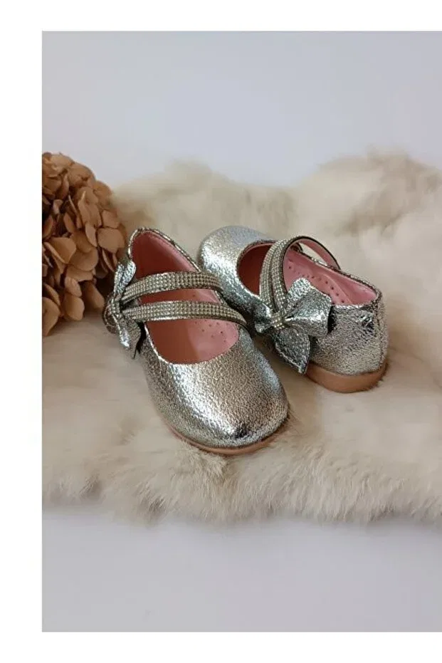 Детские балетки для девочек серебристые Hodore, Silver — фото 4