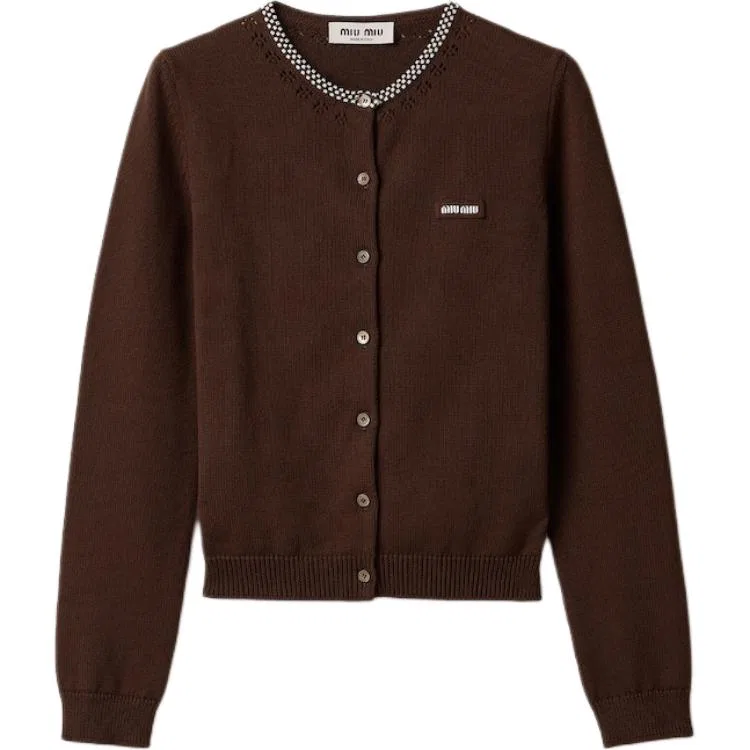 Женский свитер с круглым вырезом Cocoa Brown MIU MIU, Cocoa Brown