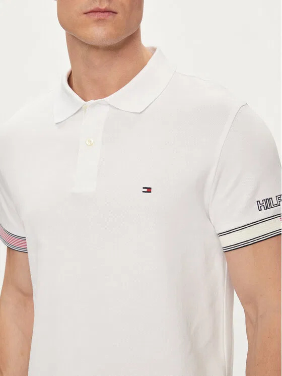 Поло slim fit Flag Tommy Hilfiger, белый — фото 4