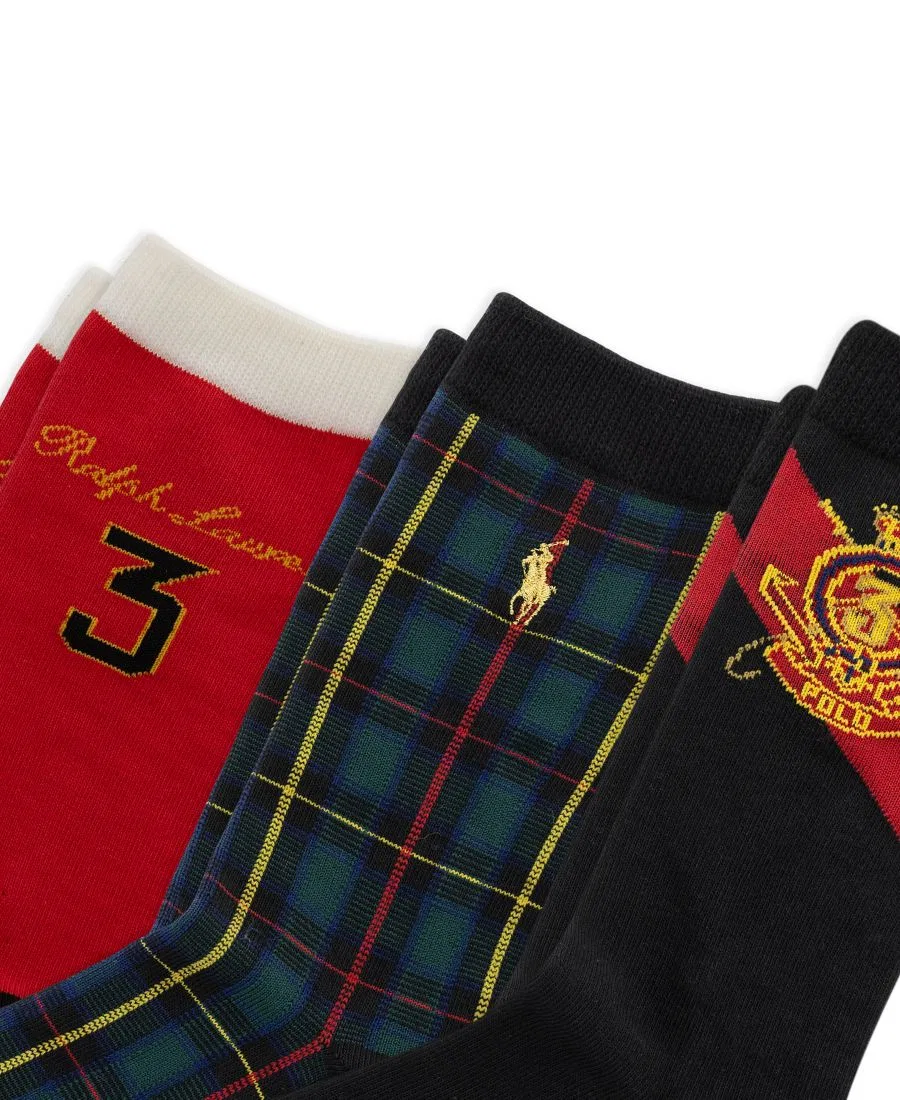 Комплект носков с принтом Polo Crest Polo Ralph Lauren, Black Multi — фото 2