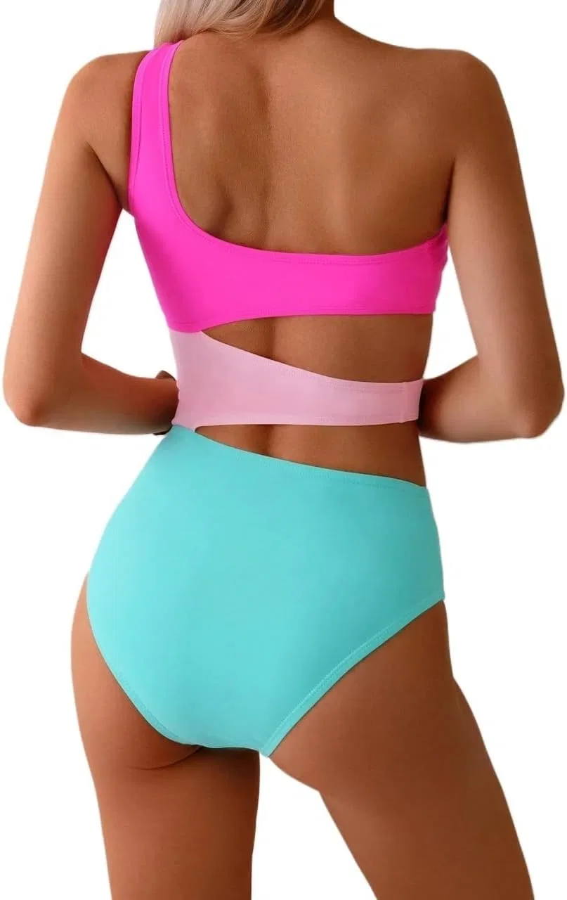 Женский цветной монокини с вырезами, Multicolor