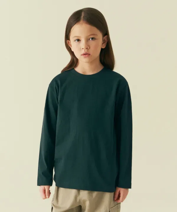 Футболка с длинным рукавом, свободный крой, Musinsa Standard Kids, темно-зеленый