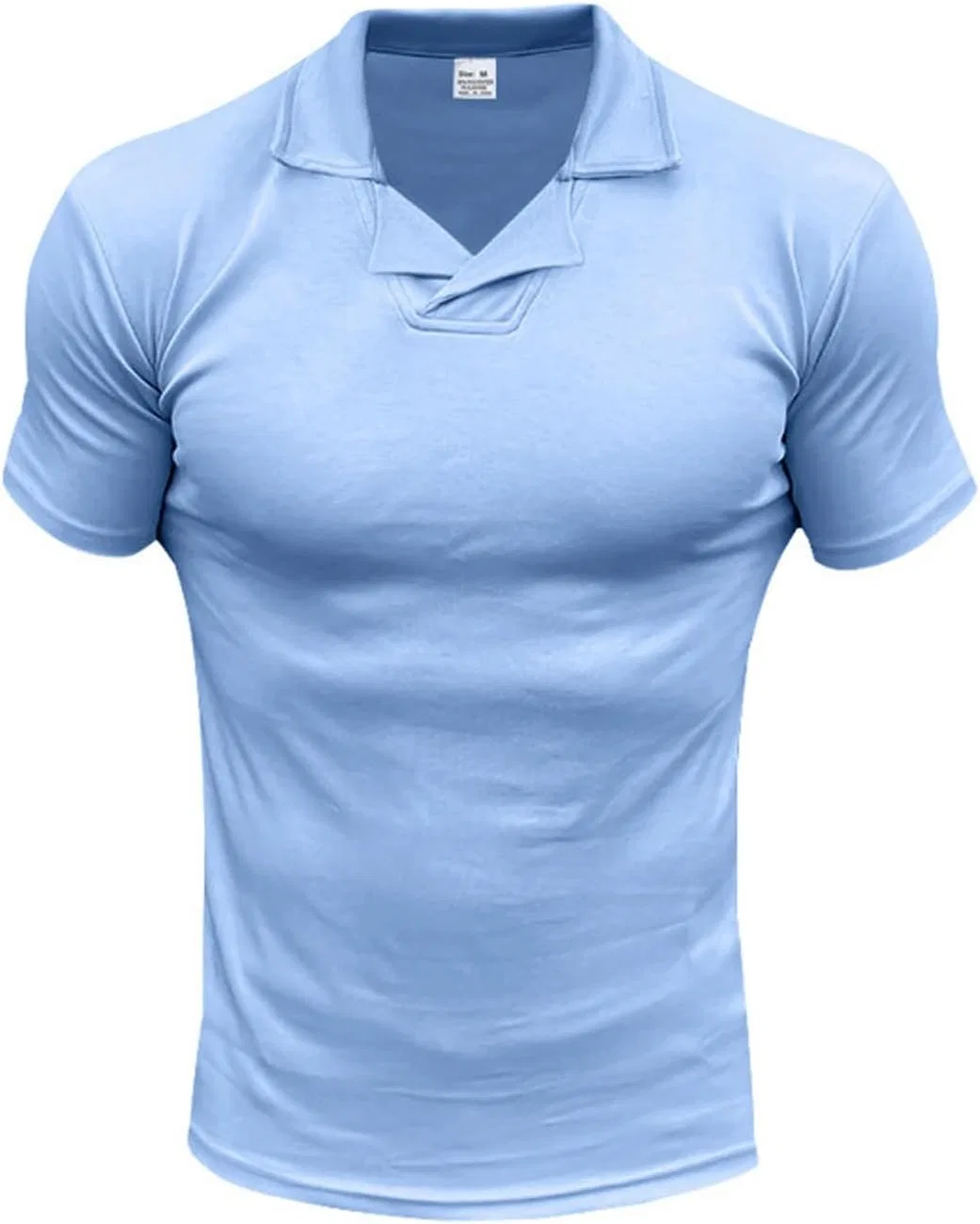 Мужская футболка с отложным воротником Generic, Light Blue — фото 3