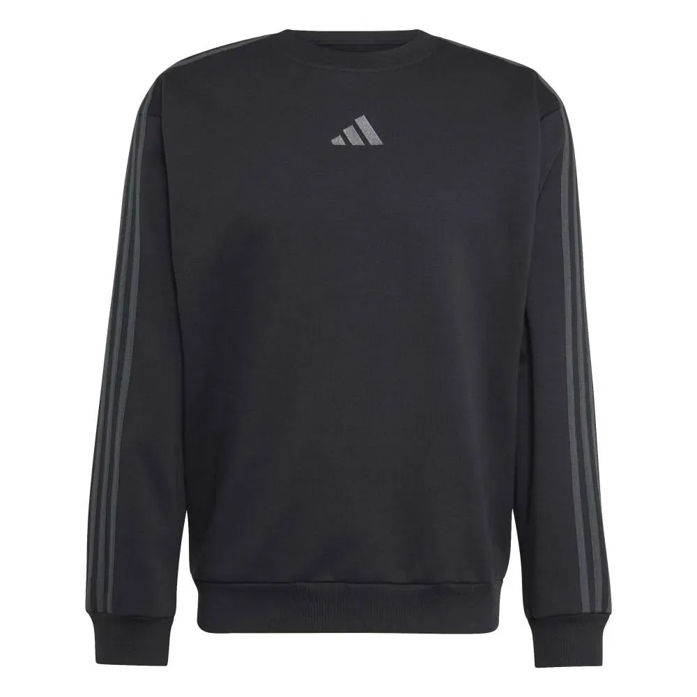 Мужской свитшот из флиса с тремя полосками Adidas Essentials 3 Stripes, Black — фото 3