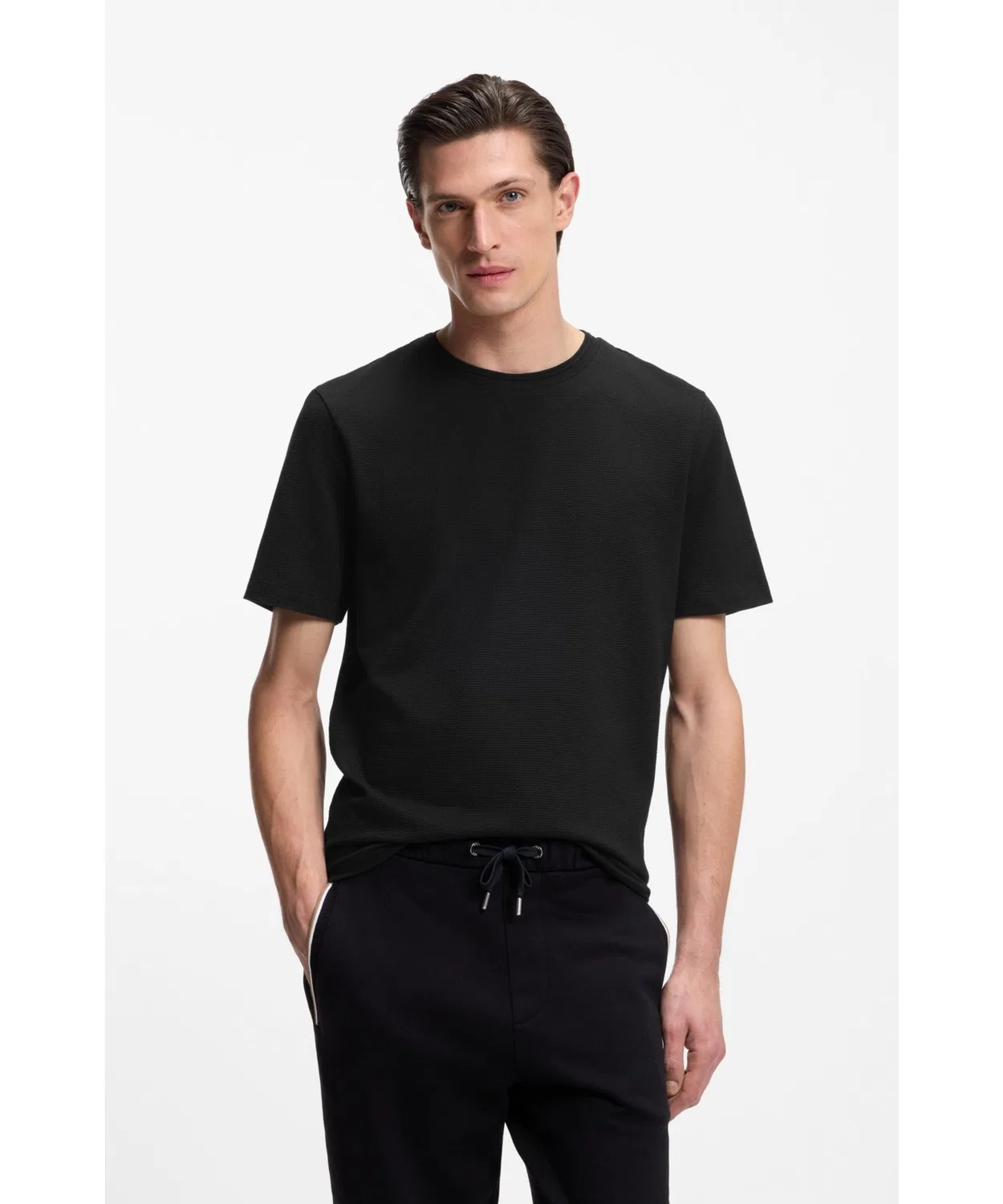 Мужская футболка с жаккардовым узором BOSS, Black