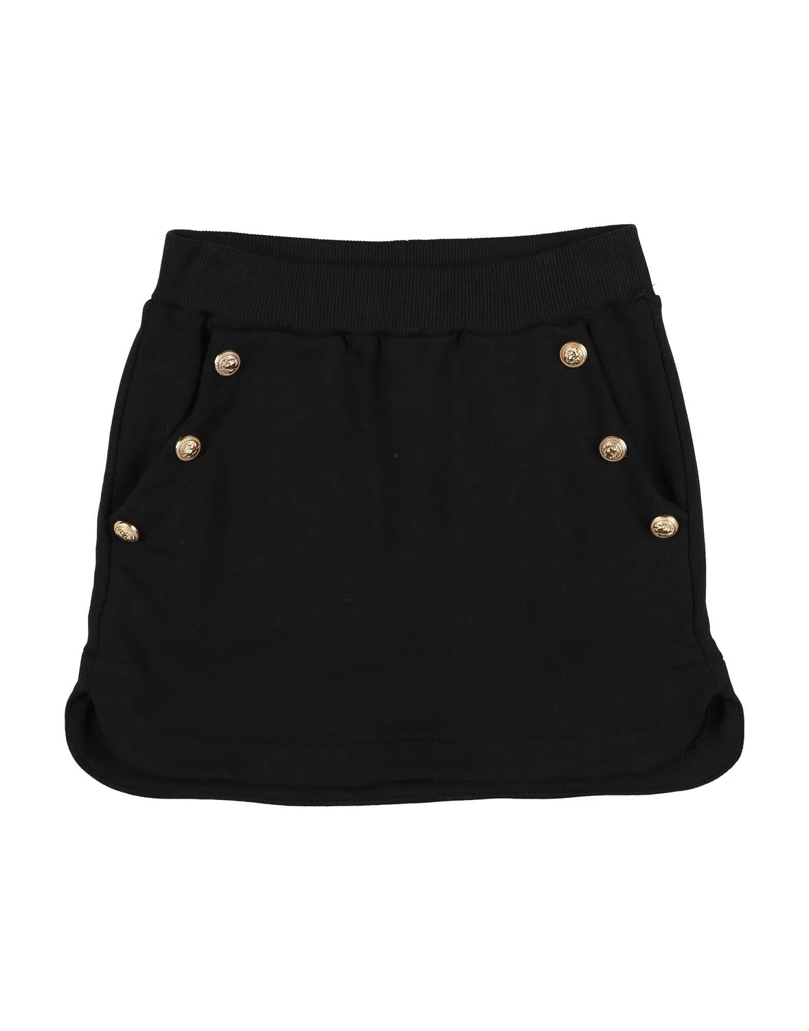 Детская юбка для девочек из французского футера Button-Embellished Balmain, черный