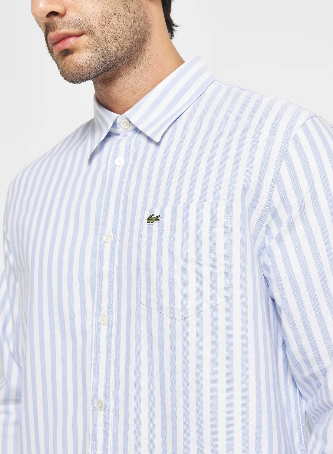 Рубашка с принтом полоска Regular fit Lacoste, синий — фото 3