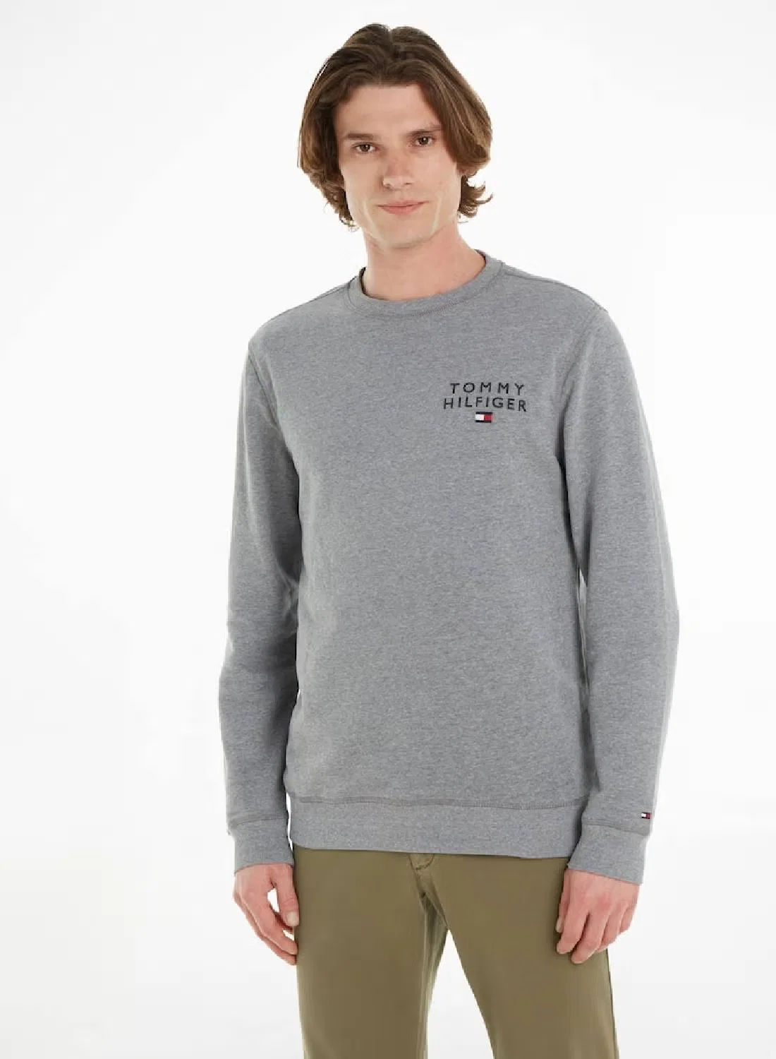 Трек-топ с логотипом на груди Original Logo Lounge Tommy Hilfiger, серый